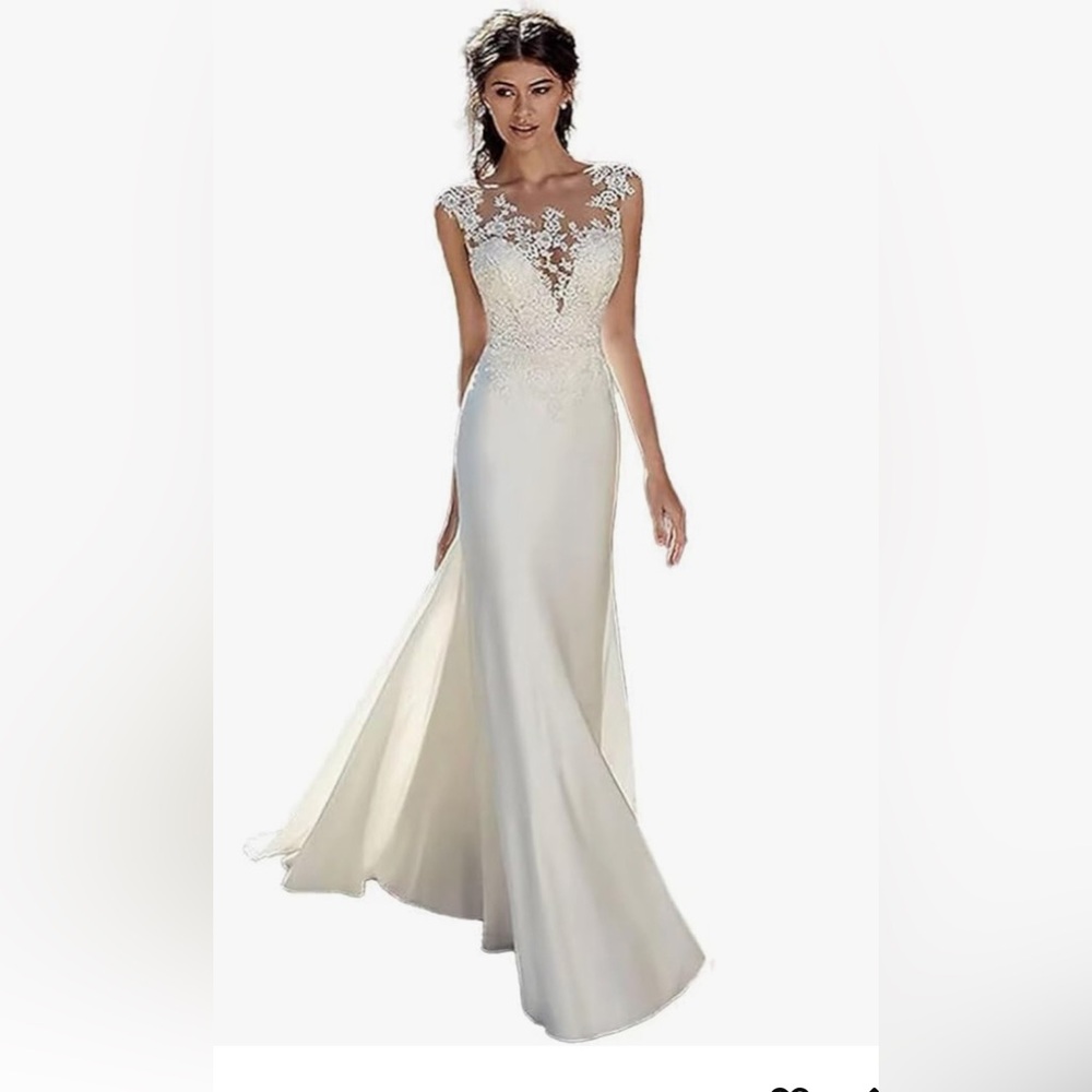 Beach Mermaid Wedding Dresses for Bride 2024.Elopement Bride Dress with Train